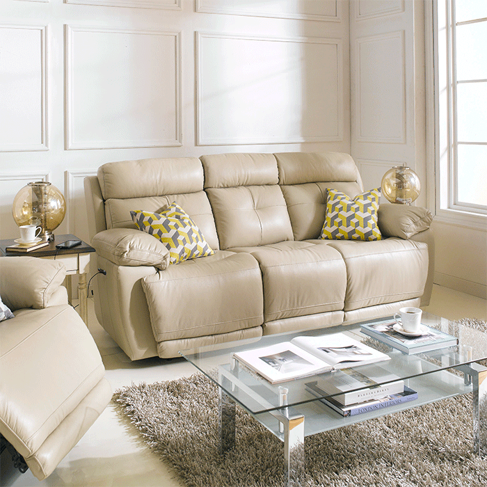  E1460-Taupe  Power Leather Recliner Sofa