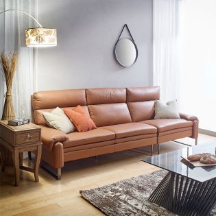  10659 Camel  Leather Sofa